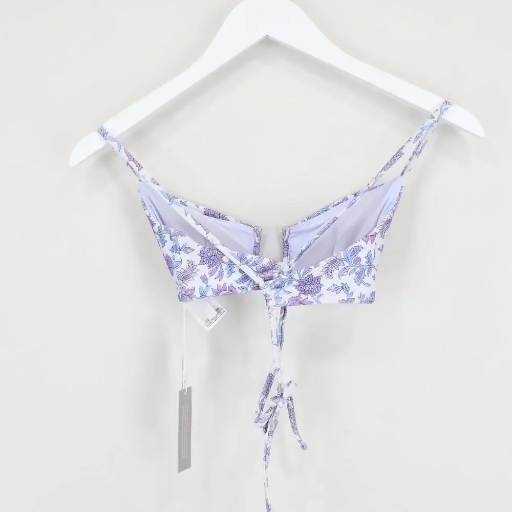 J.Crew Mira Bikini Top Classic Sculpt Blue Multi Size Small NWT